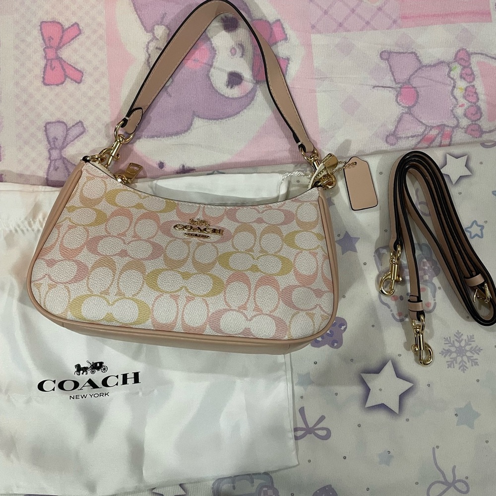 Coach Signature Canvas Mini Shoulder Bag in Pastel Pink